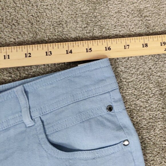 Autograph Women's Straight Pants Size L Blue Linen Viscose Resortwear Outerwear - Picture 7 of 10